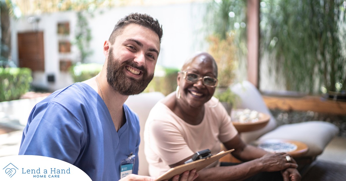 A happy caregiver and client represent the results of quality training and support for those in the caregiving field.